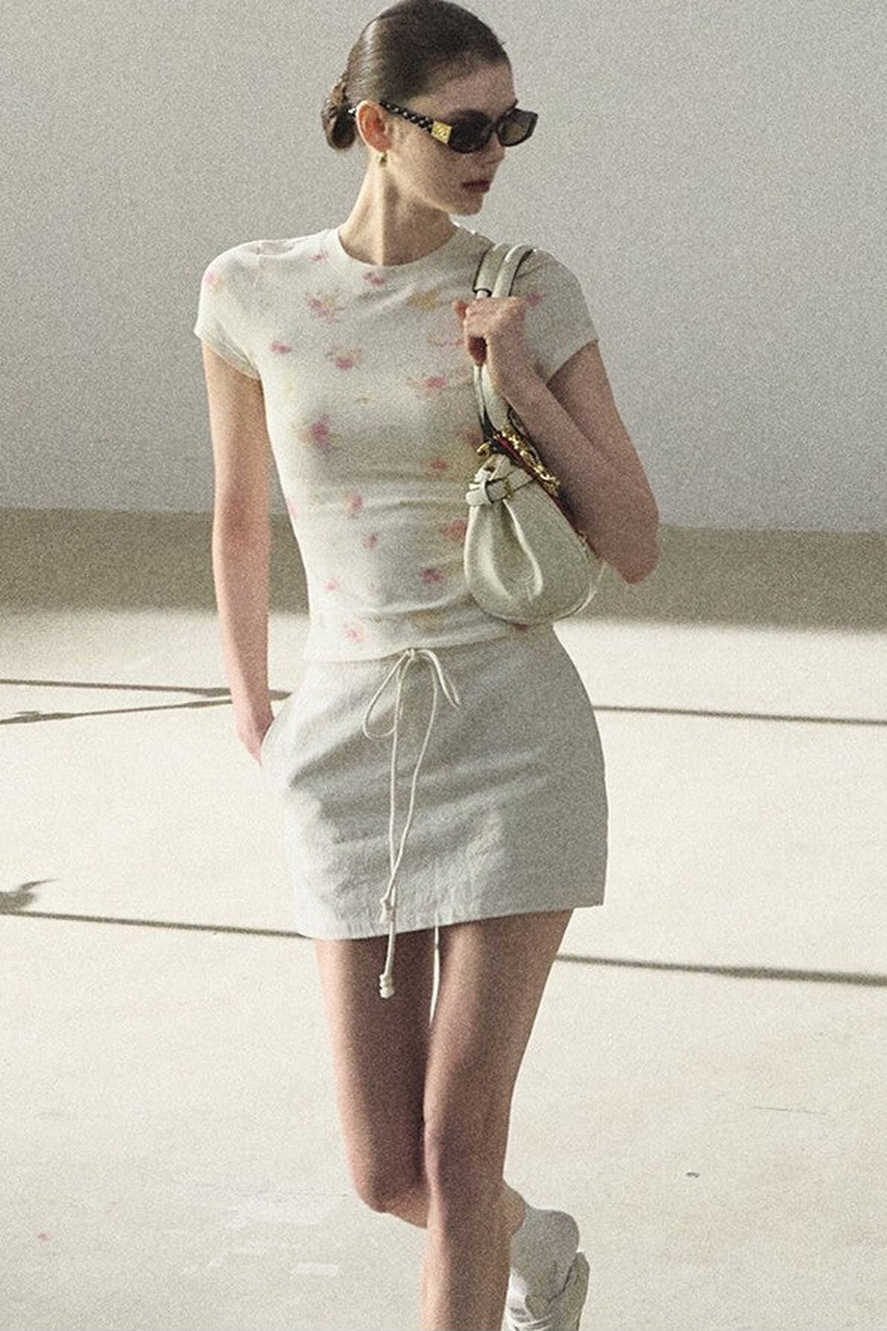 Bright Clouds Linen Skirt