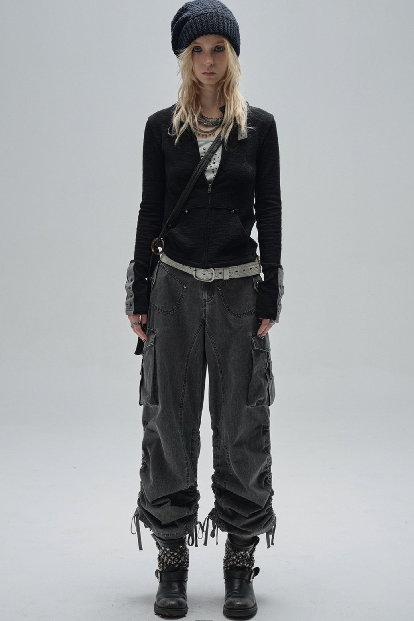 Patchwork Rivet Textured Jacket