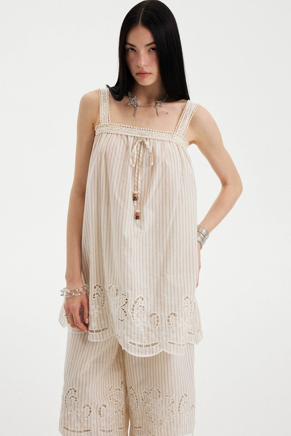 Embroidered Cutout Camisole Set-Up
