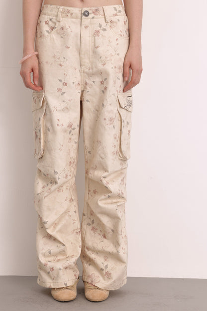 Low Waist Floral Cargo Pants