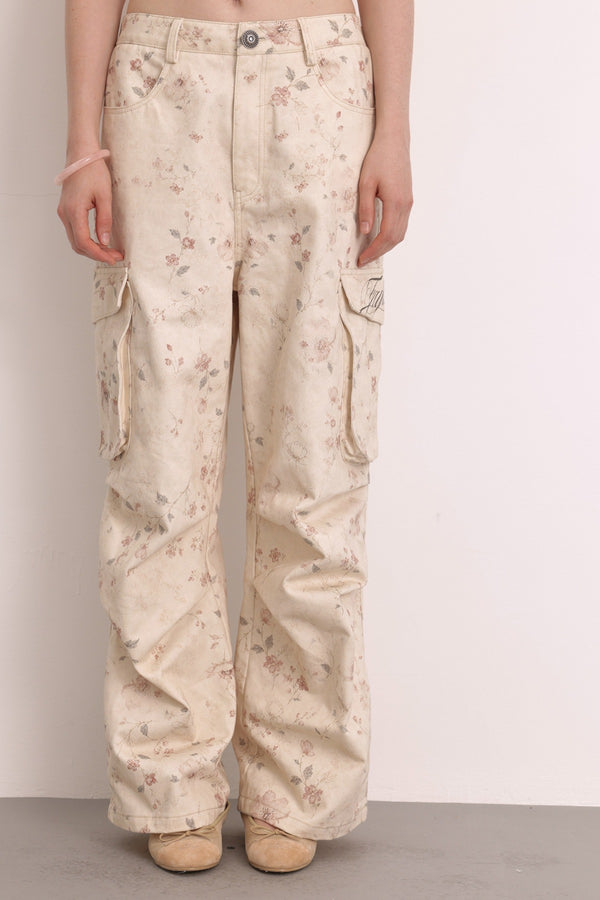 Low Waist Floral Cargo Pants