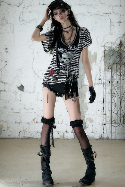 Vintage Asymmetrical Printed Top