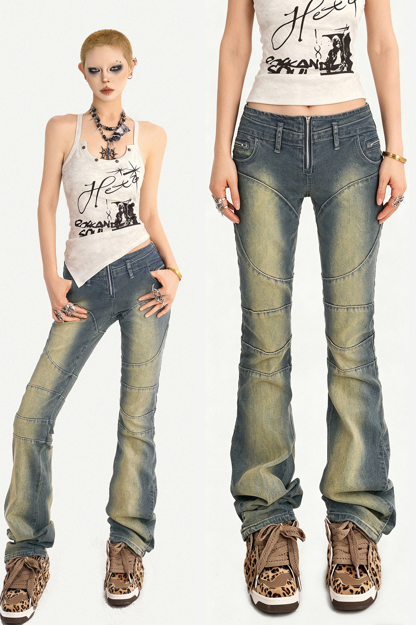Retro Flared Denim Pants