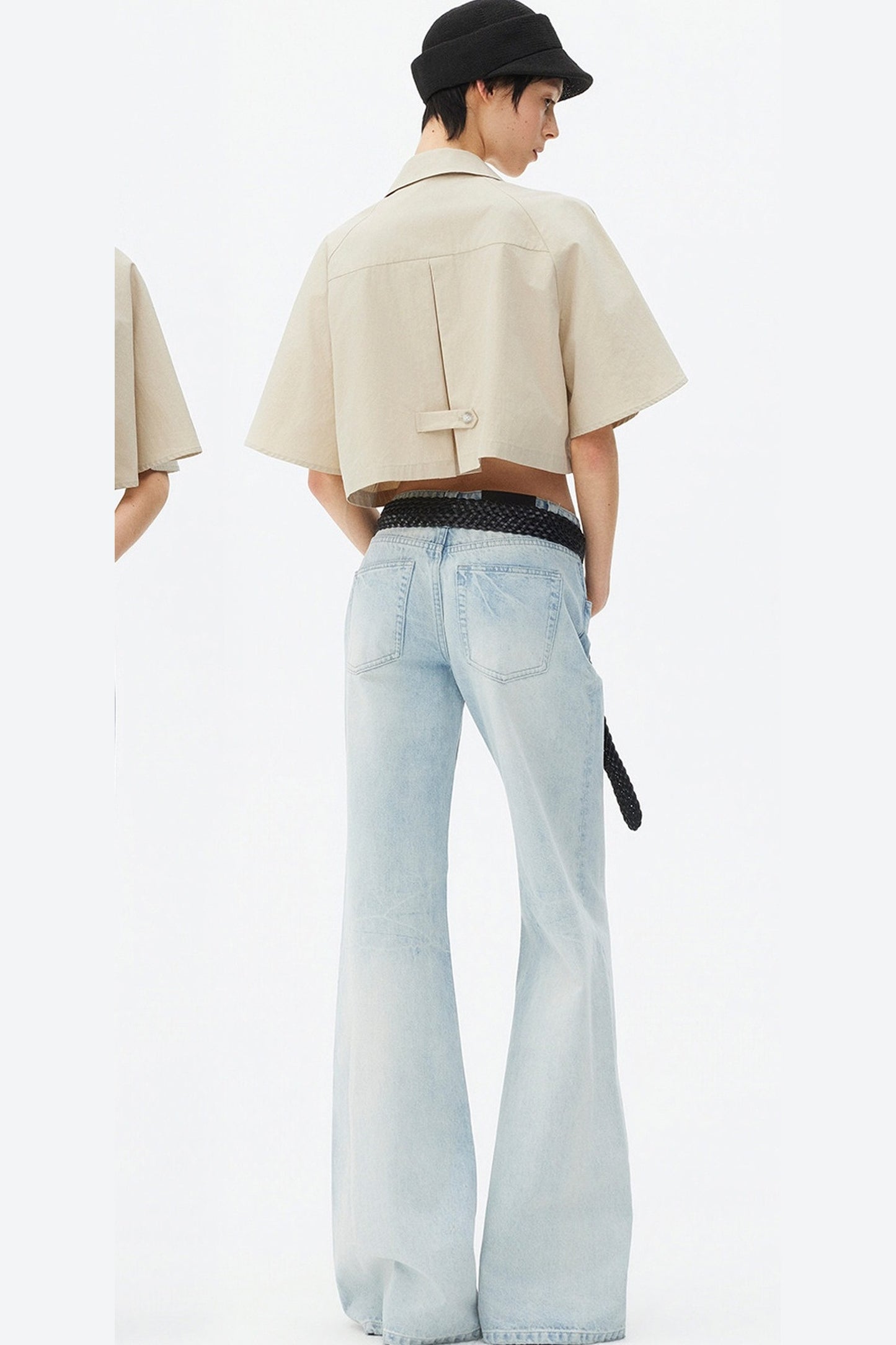 Light Blue Wide-Leg Denim Pants