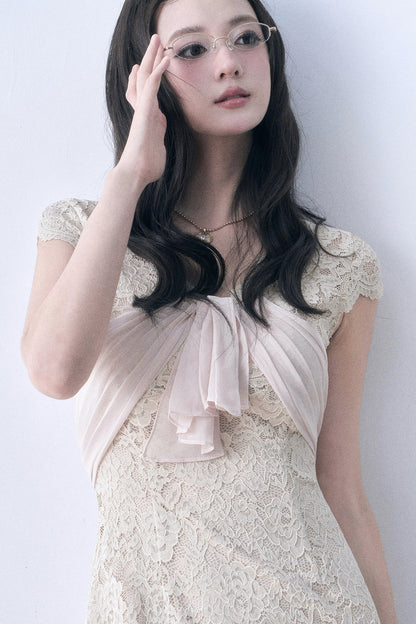 Elastic Lace Waist-Cinching Dress