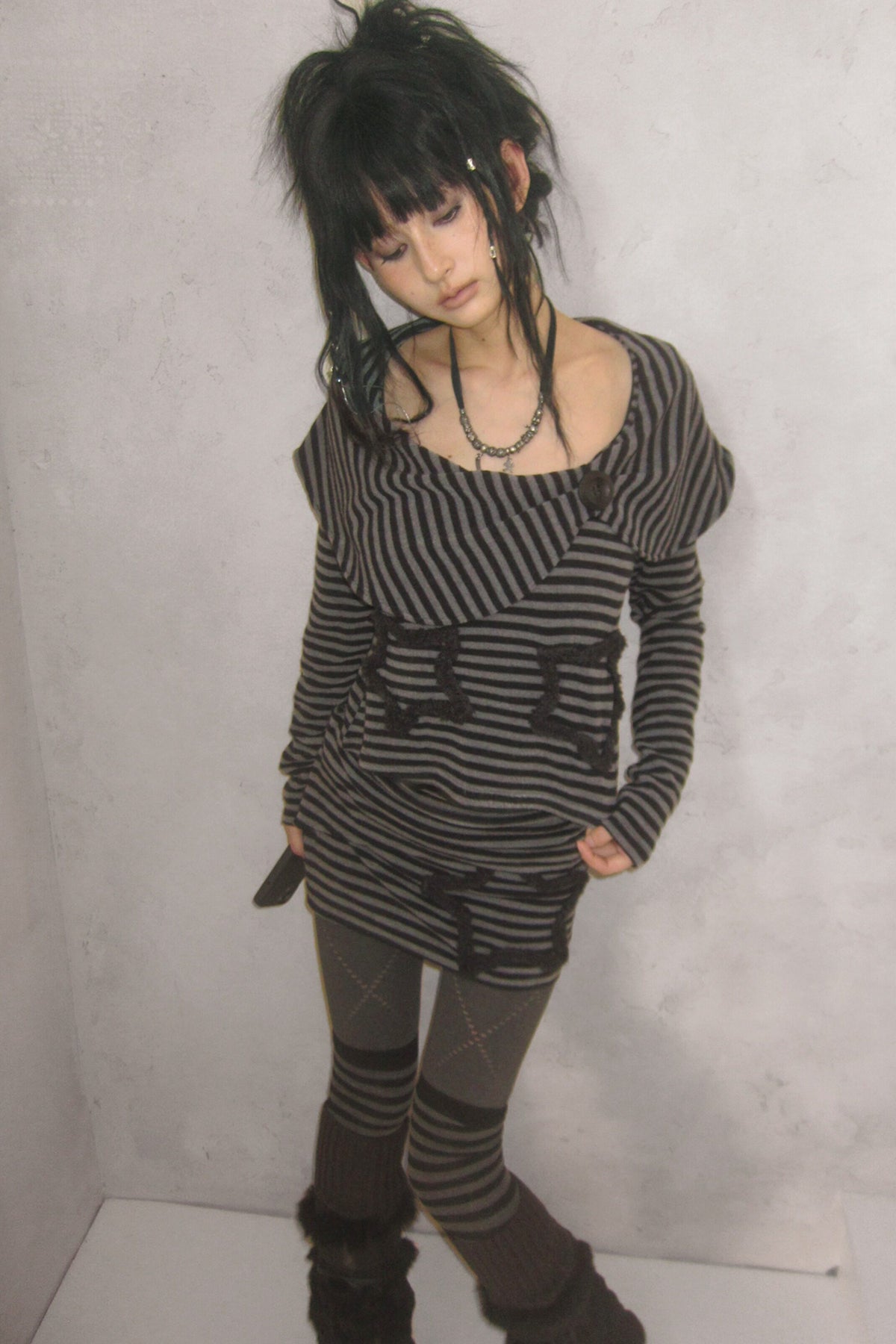 Adjustable Star Striped Knit Skirt