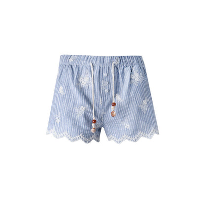 Gray-Blue Jacquard Halter Camisole and Shorts Set-Up