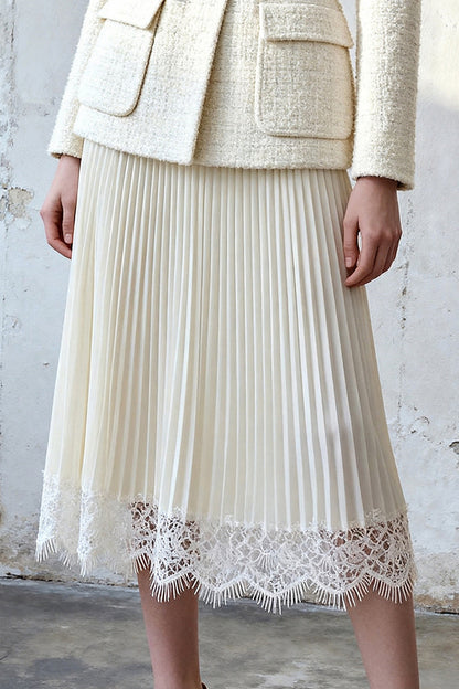 Belted Blazer Top Pleated Skirt Set