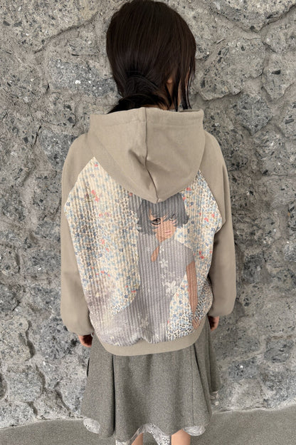 Kapuzenpullover mit floralem Leopardenmuster
