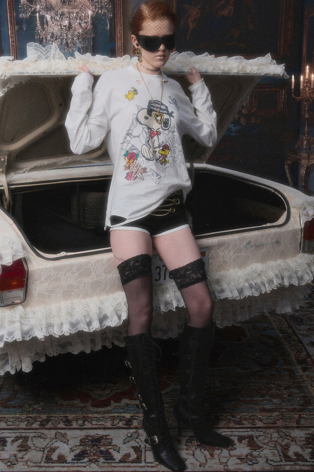 Low-Waist Layered-Look Woolen Shorts