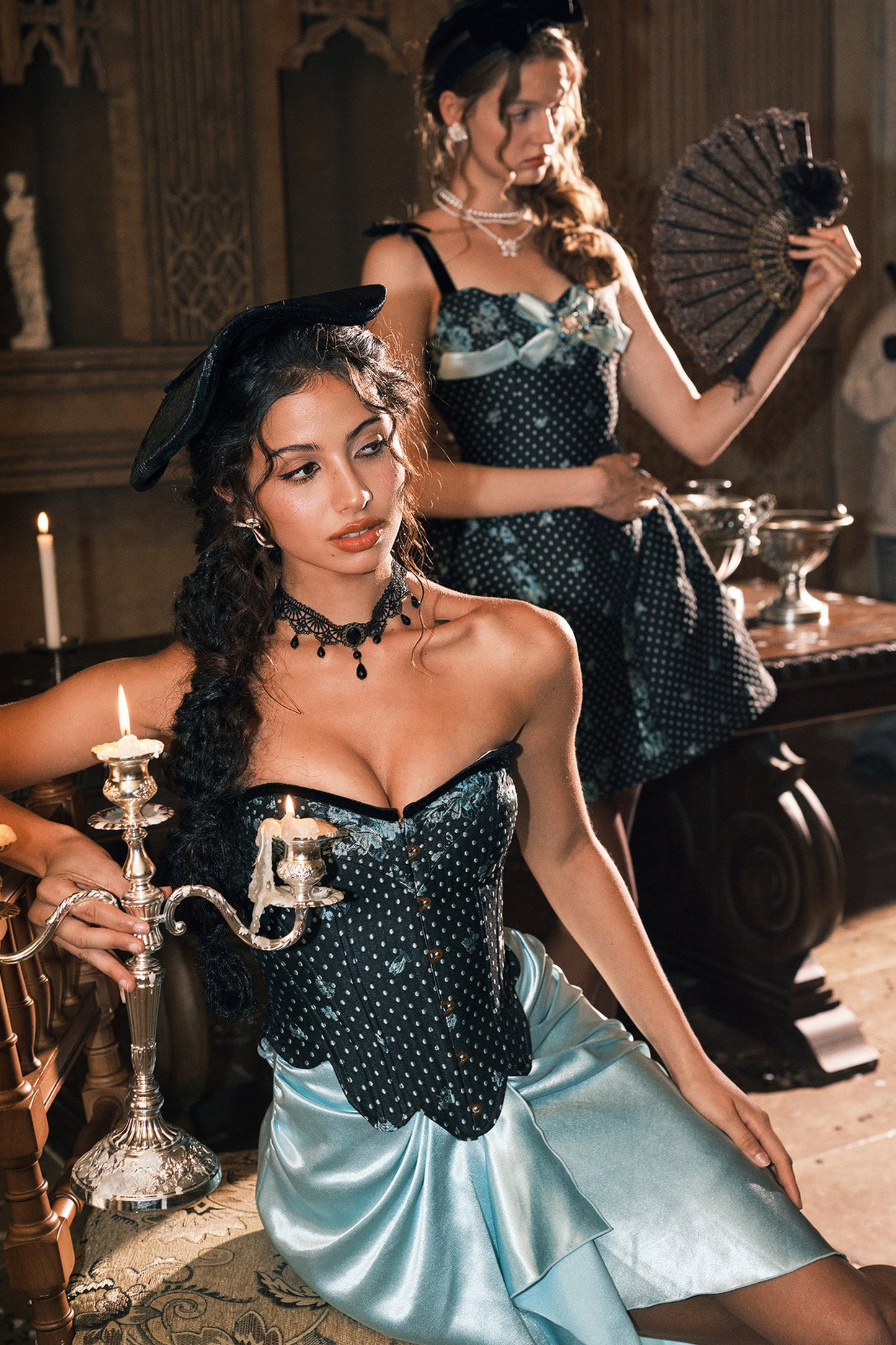 French Retro Fishbone Corset Skirt Dress Set-Up
