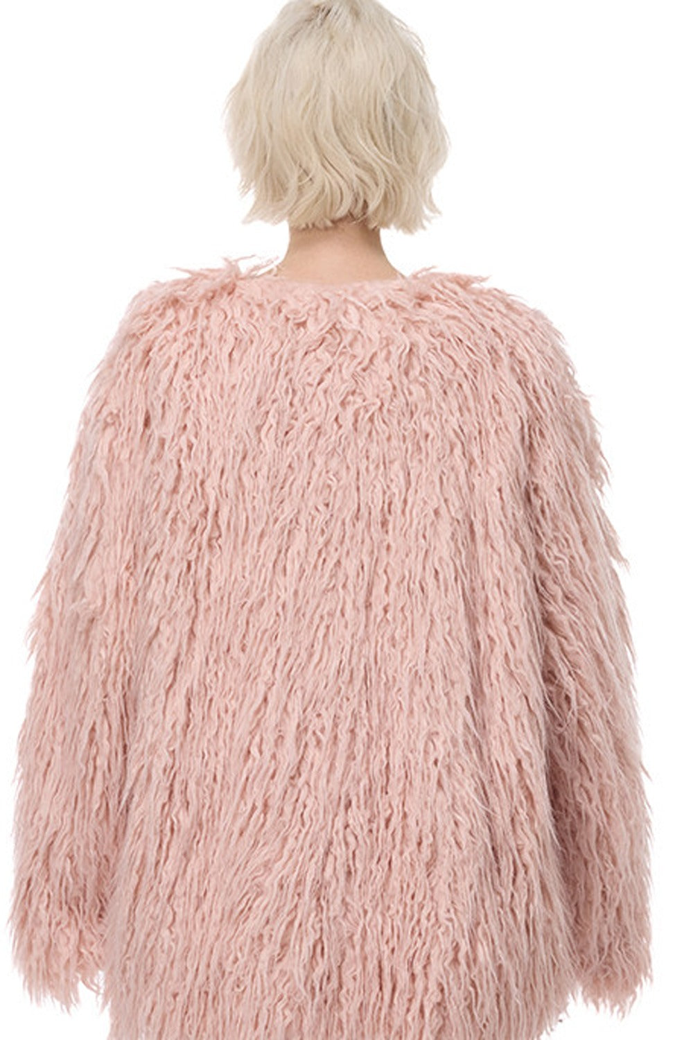 V-Neck Shaggy Contour Fur Jacket