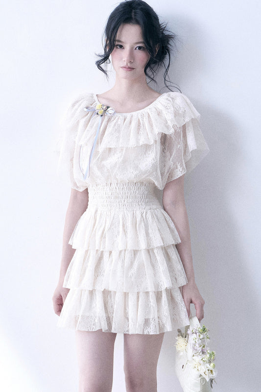 Layered Lace Ruffle Dress