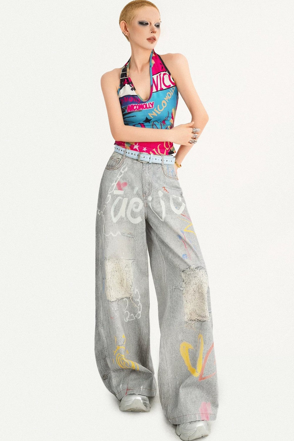 Heart Graffiti Ripped Jeans