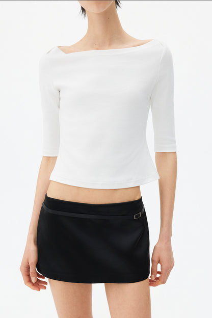 Satin Metallic Lace-Up Skirt