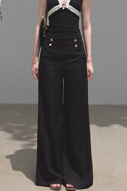 High-Waisted Drape Wide-Leg Pants