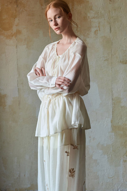Tencel Acetate Off-White Blouse