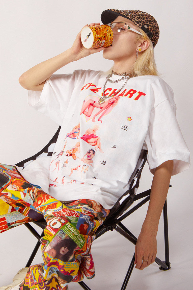 Eye Chart Oversized Graphic T-Shirt