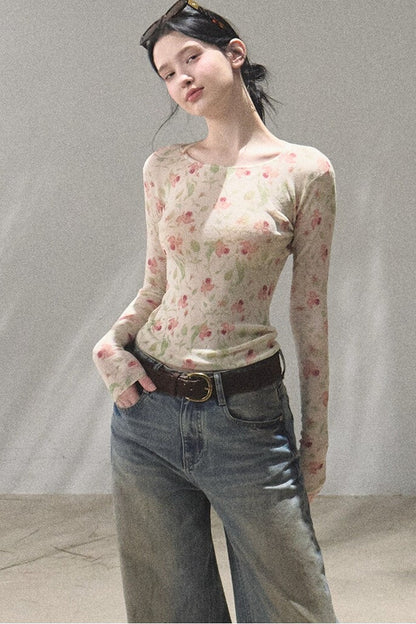 Vintage Hand-Painted Wide Leg Jeans Set