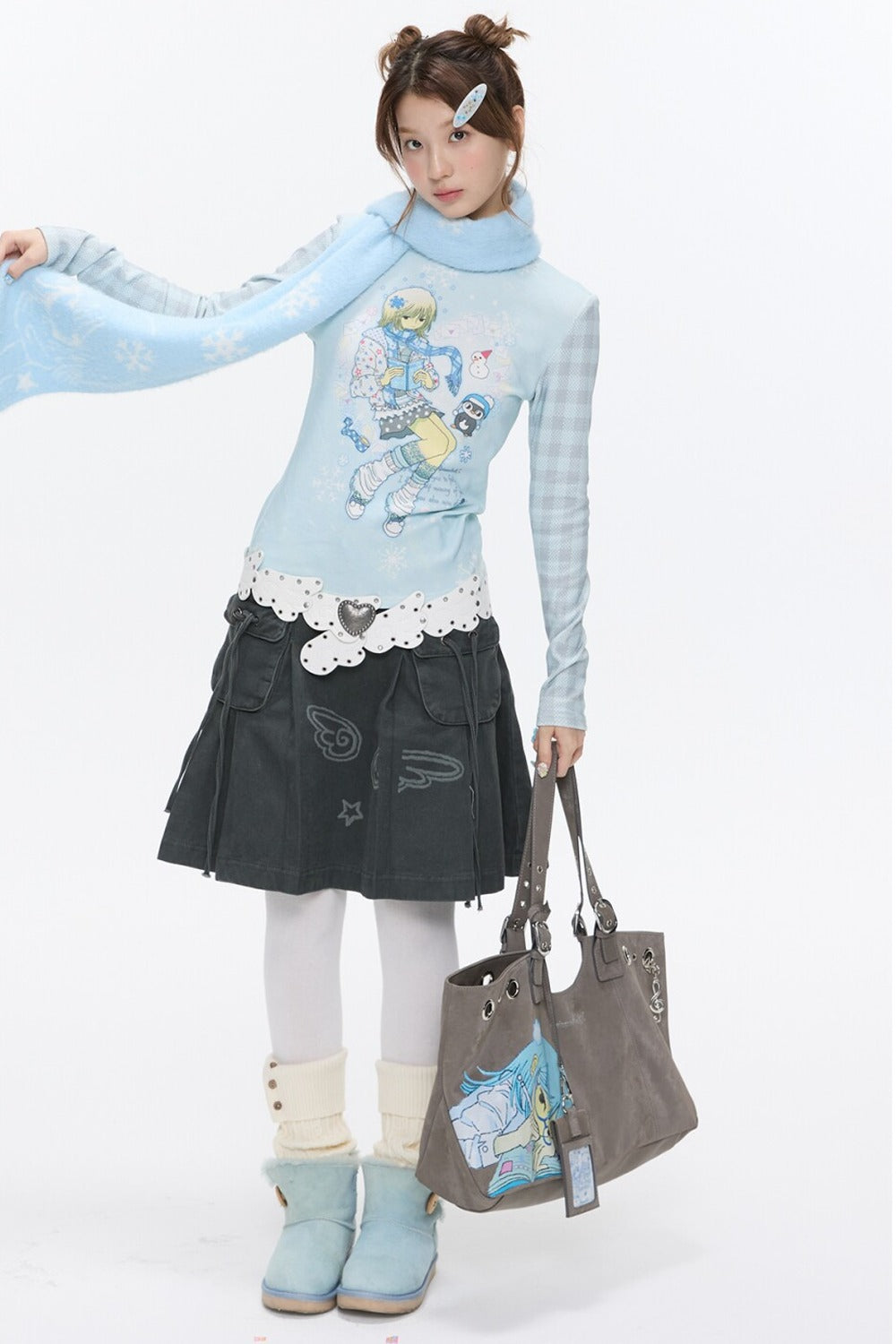 Octopus Grass Half-Turtleneck Top