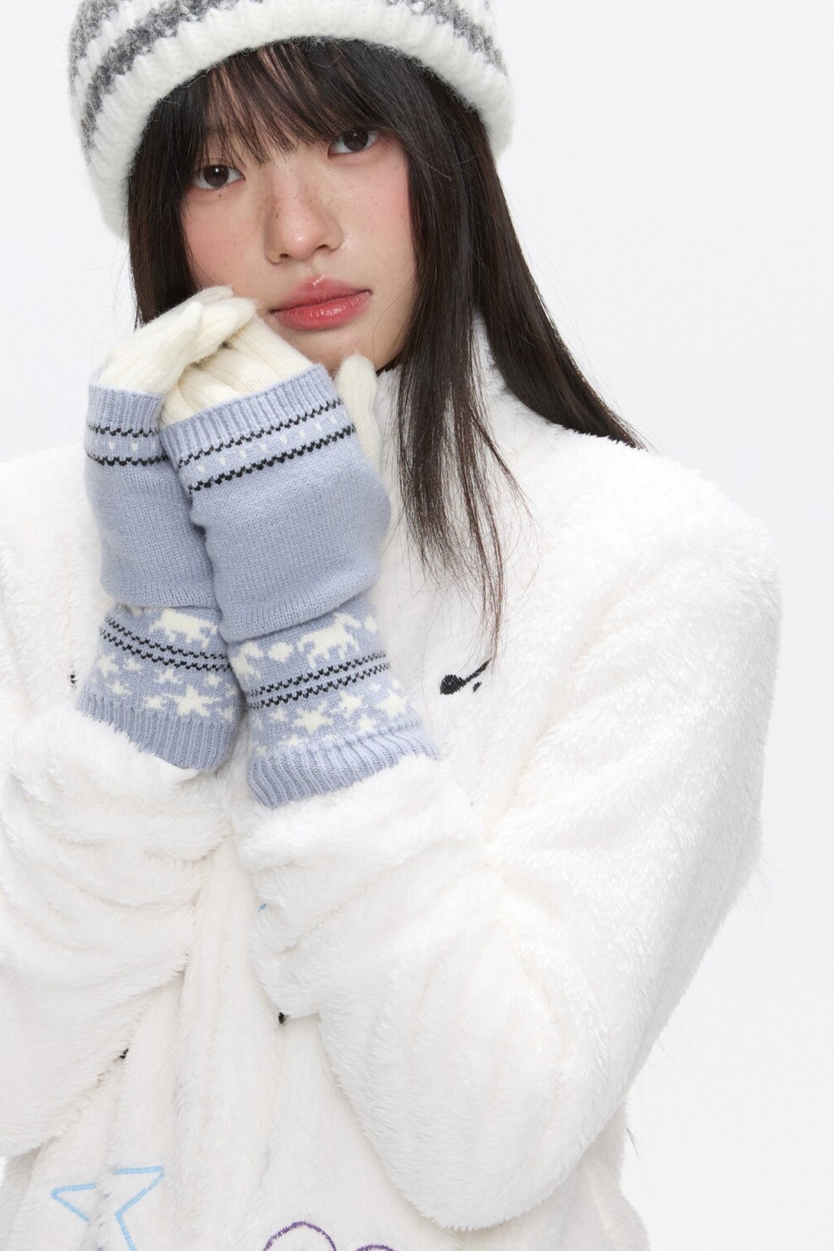 Embroidered Plush Fleece Coat