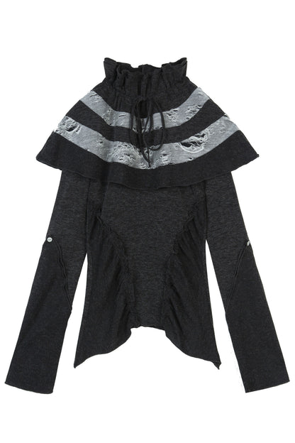 Dark Retro Small Cape Knit Top
