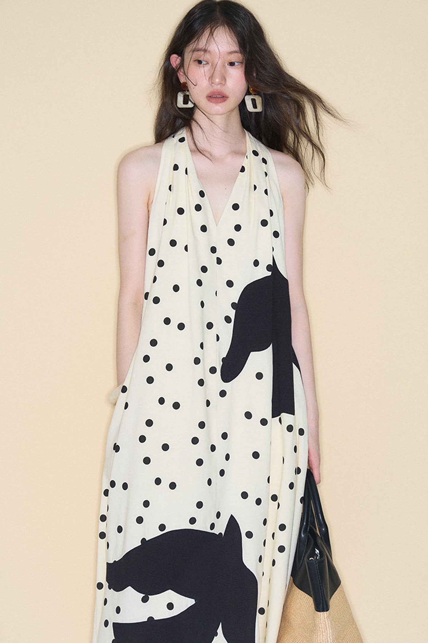 Polka Dot Bird Halter Dress