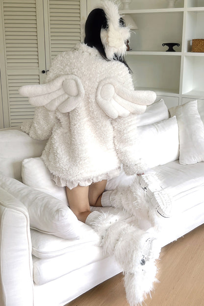 Detachable Angel Wings Furry Coat