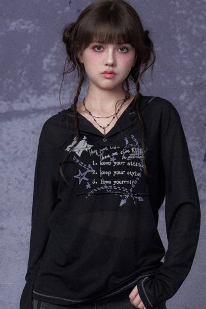 Dark Street Graffiti Mesh Hoodie