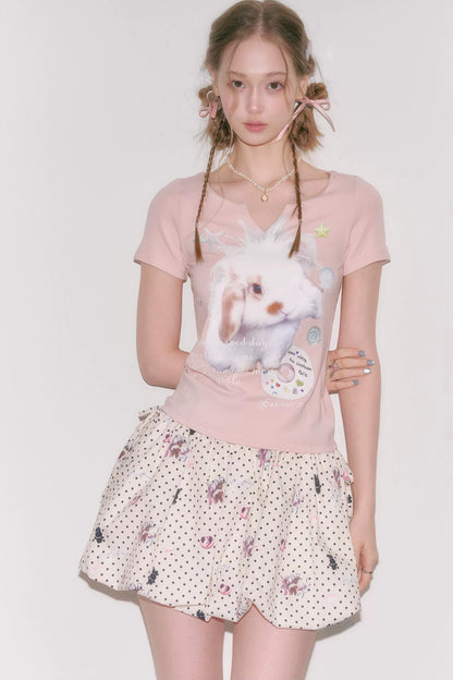 Fuzzy Bunny V-Neck Top
