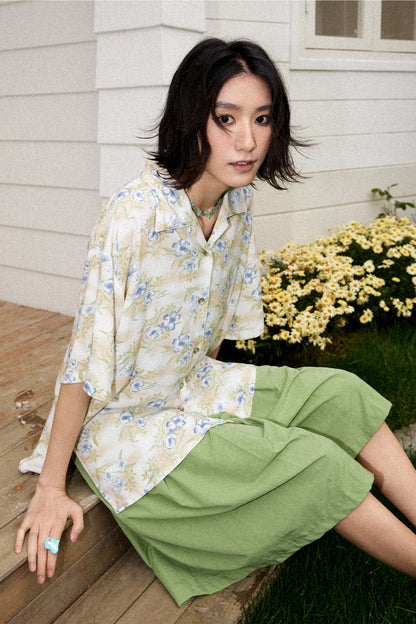 Hawaiian Contrast Print Blouse