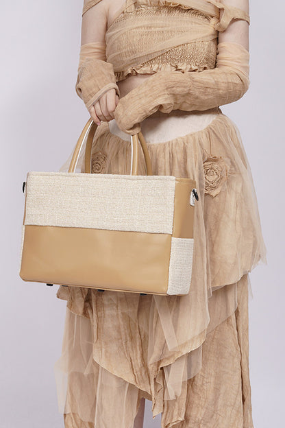 Y2K Leather Contrast Tote Bag