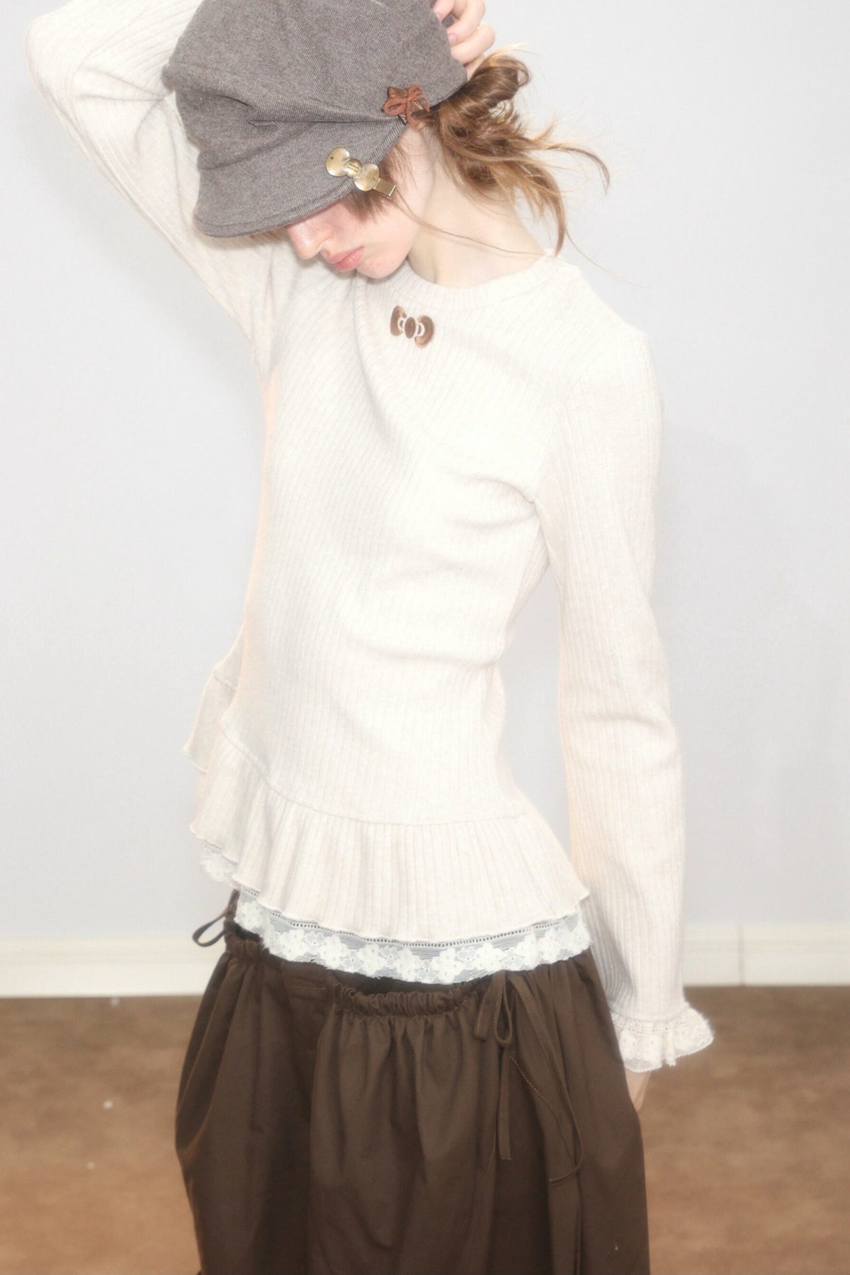 Apricot Butterfly Knit Sweater