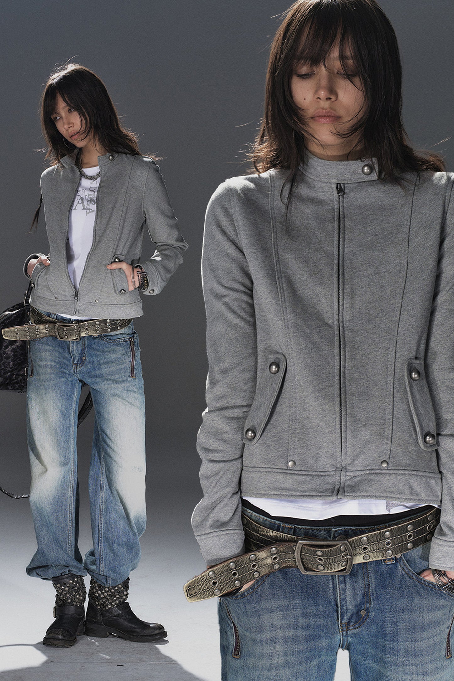 Punk Gray Zipper Jacket
