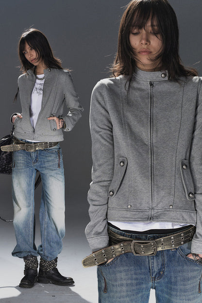 Punk Gray Zipper Jacket