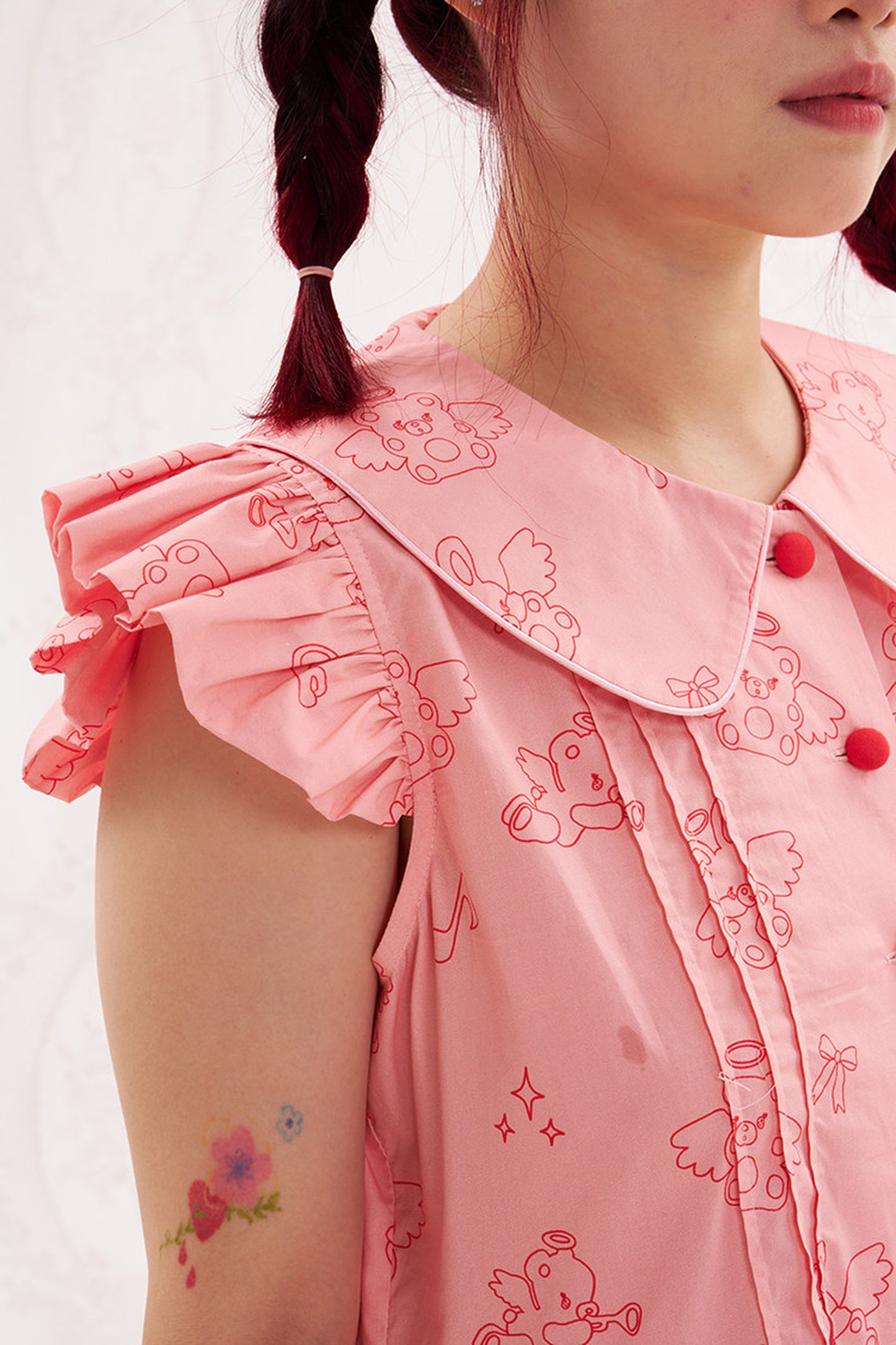 Flutter Sleeve Pink Dress