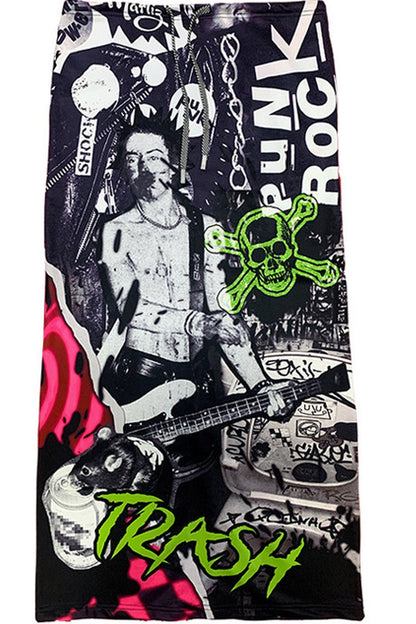 Bodenlanger Rock mit Punkrock-Print