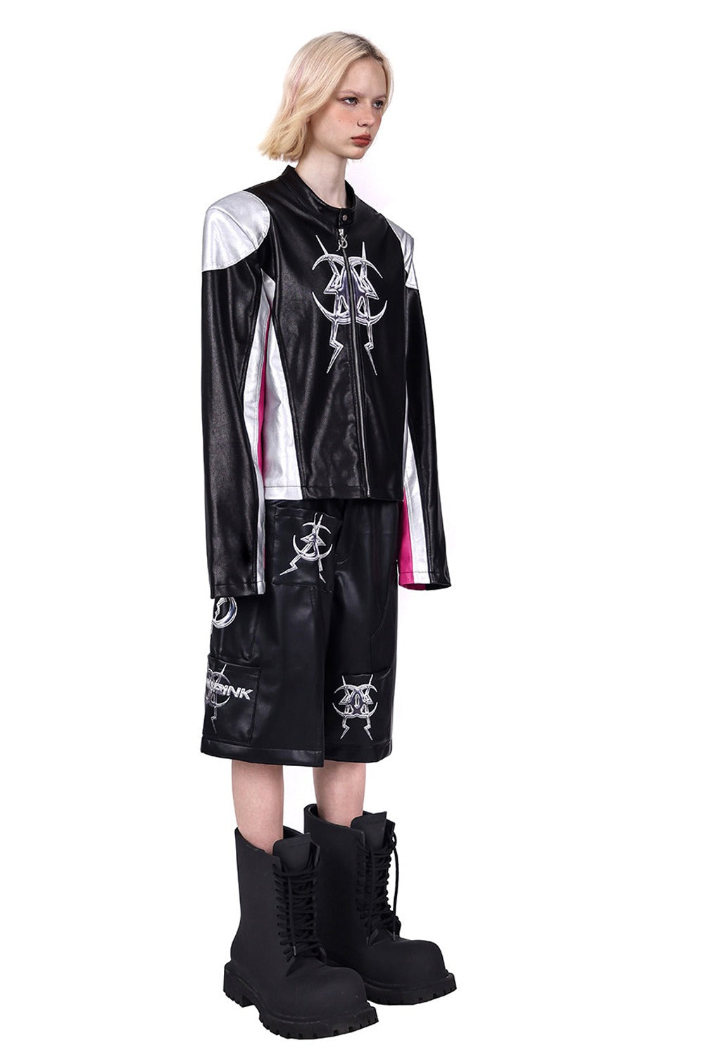 Cyberpunk Leather Shoulder Pad Motorcycle Jacket