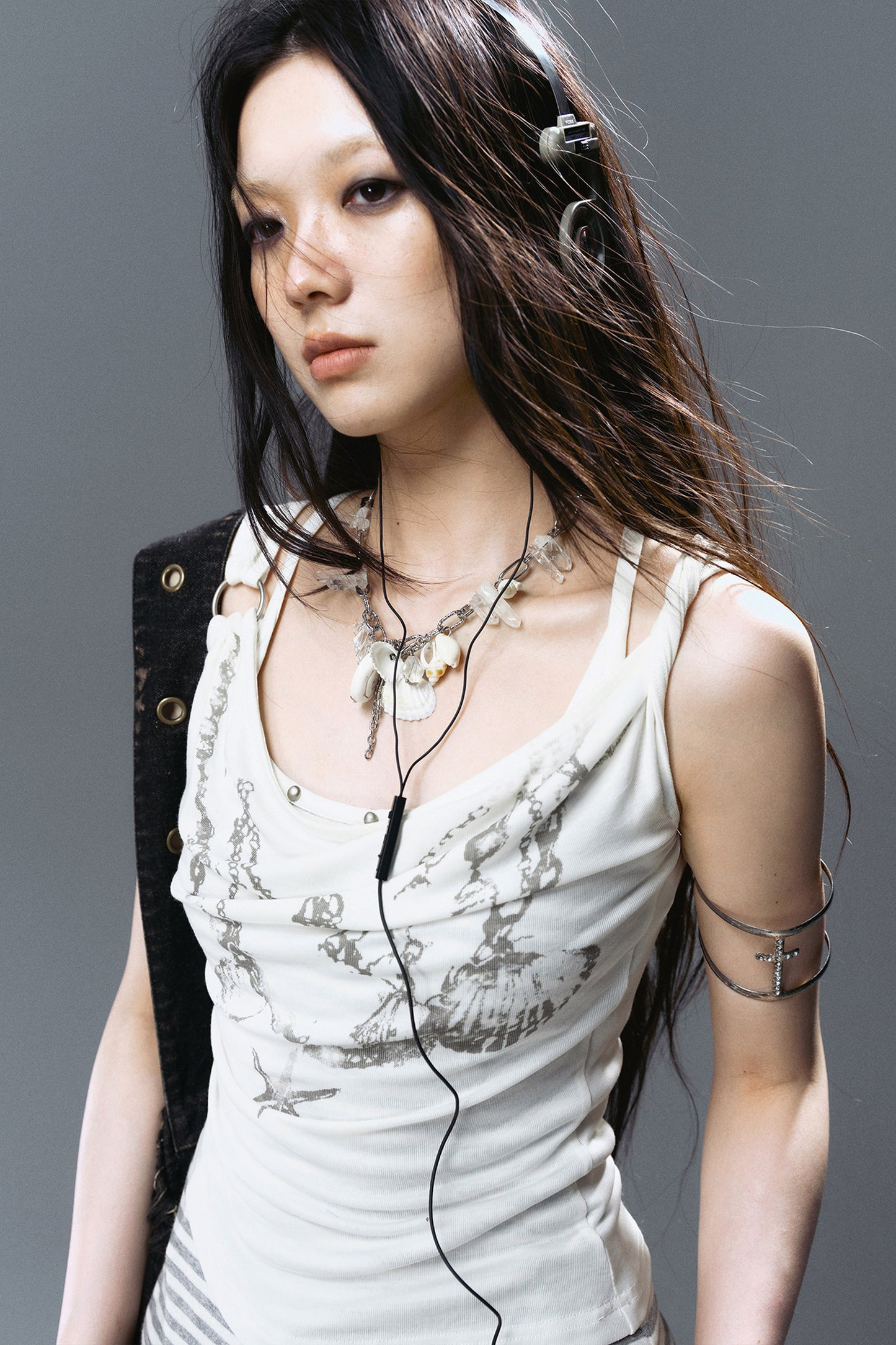 Crystal Layered Shell Pendant Necklace