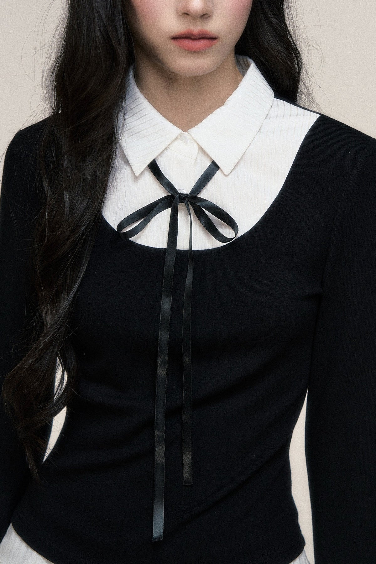 Lace-Up Color-Block T-Shirt and Skirt Set-Up
