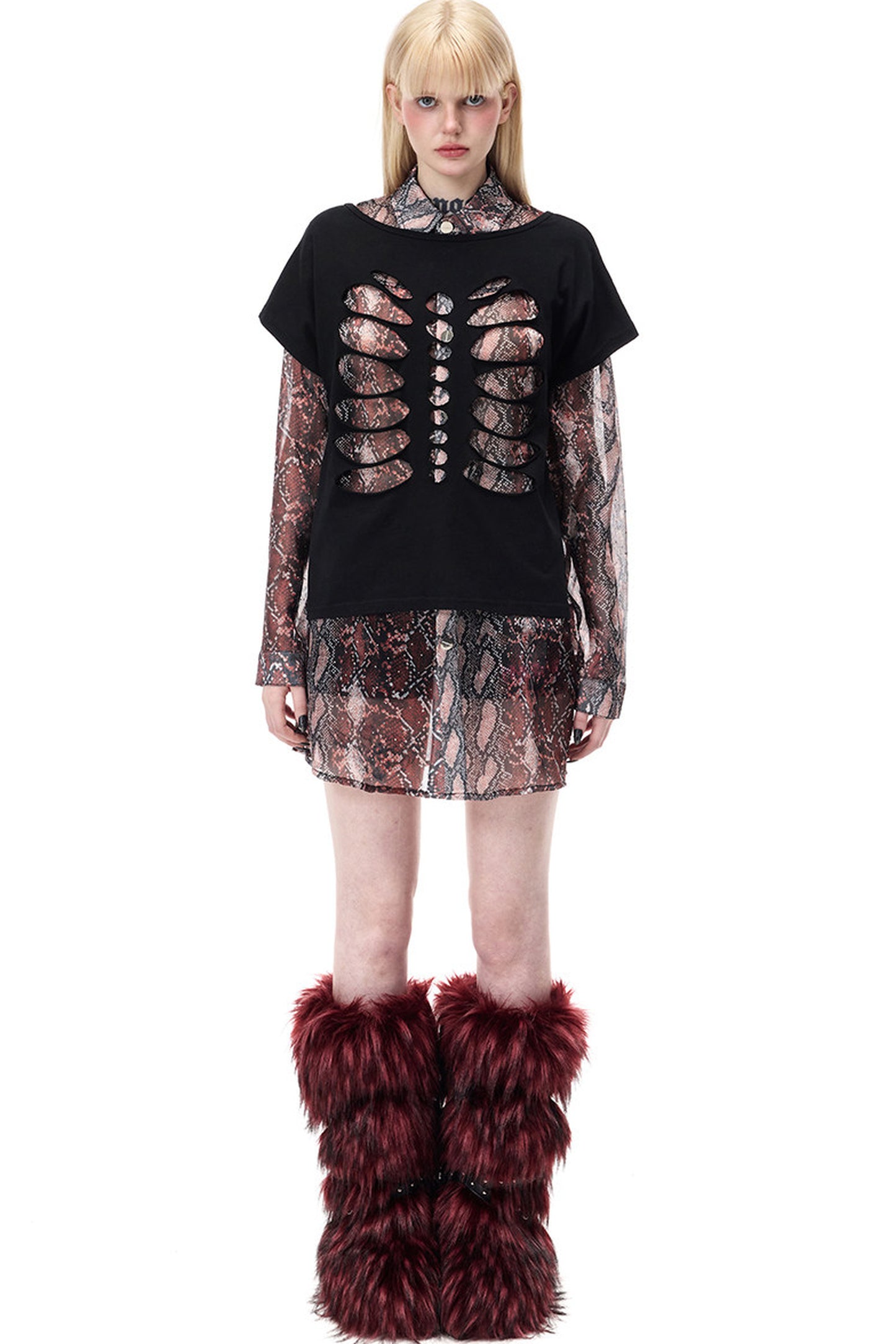 Reversible Cat Skeleton Rivet Blouse