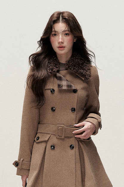 Brown Double-Breasted Wool Coat