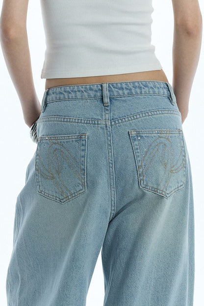 Jeans a gamba larga blu chiaro di luna