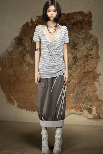 Asymmetrical Striped Knit Top