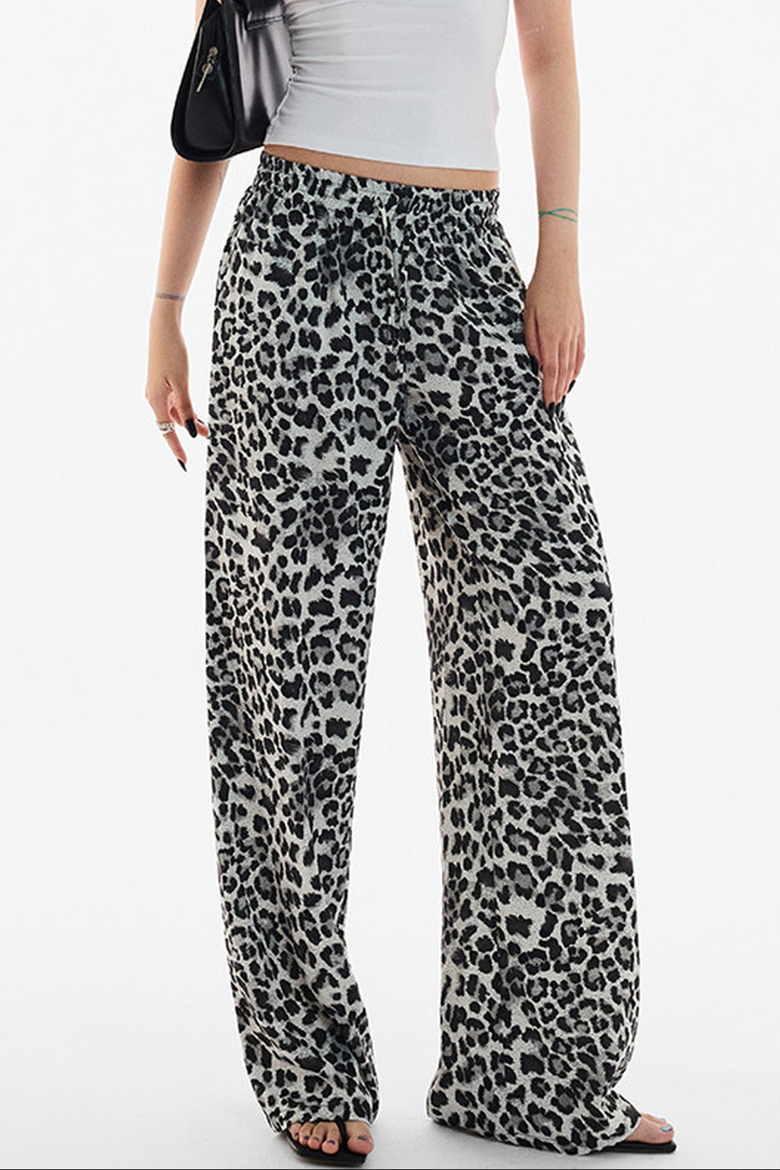Snow Leopard Satin Wide-Leg Shorts
