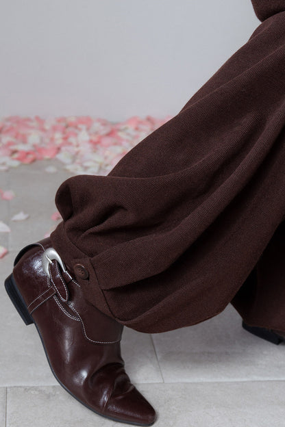 Vertical Ribbed Texture Lantern Pants