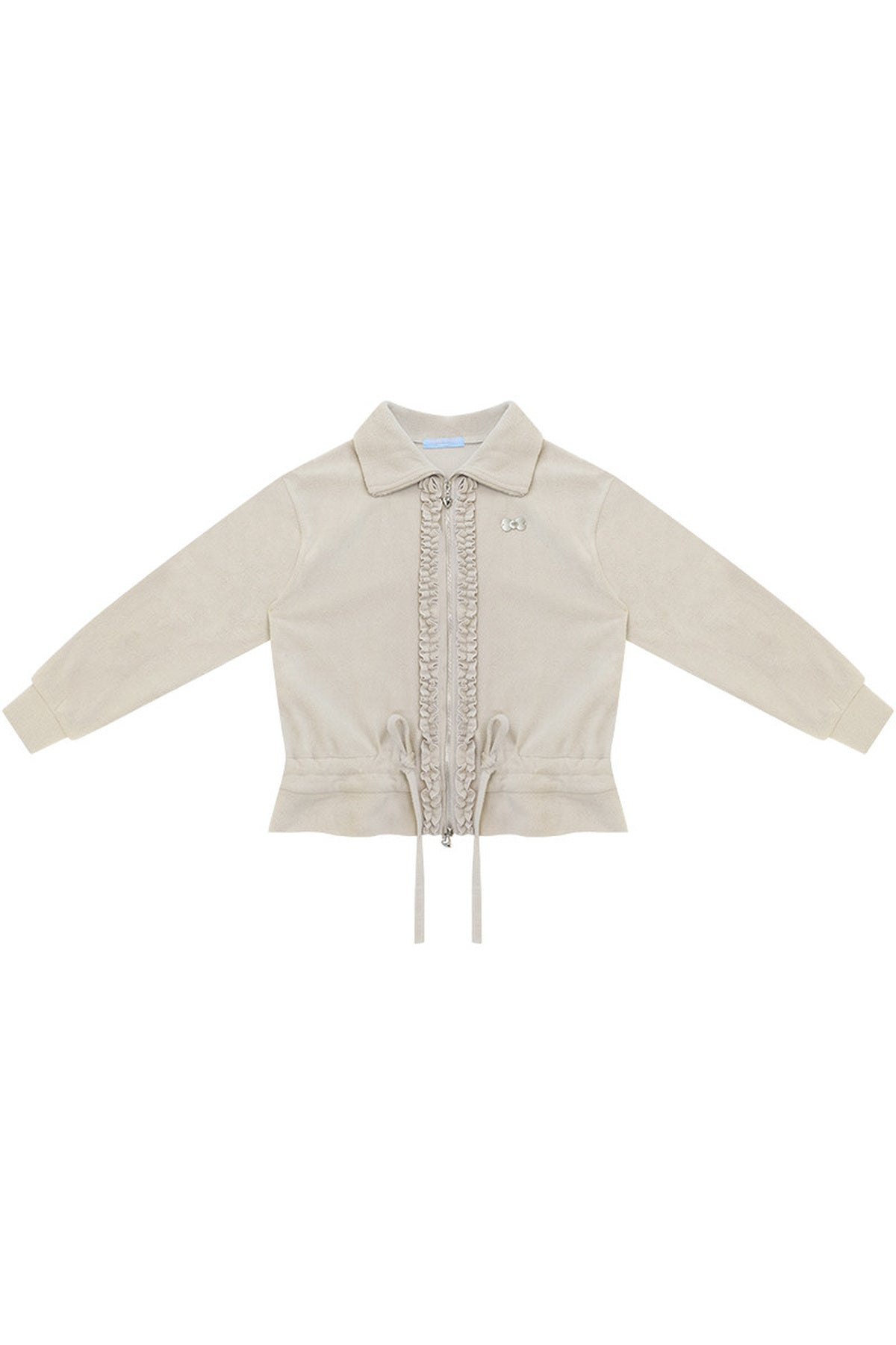 Veste en polaire grise et abricot à fermeture zippée et cordon de serrage