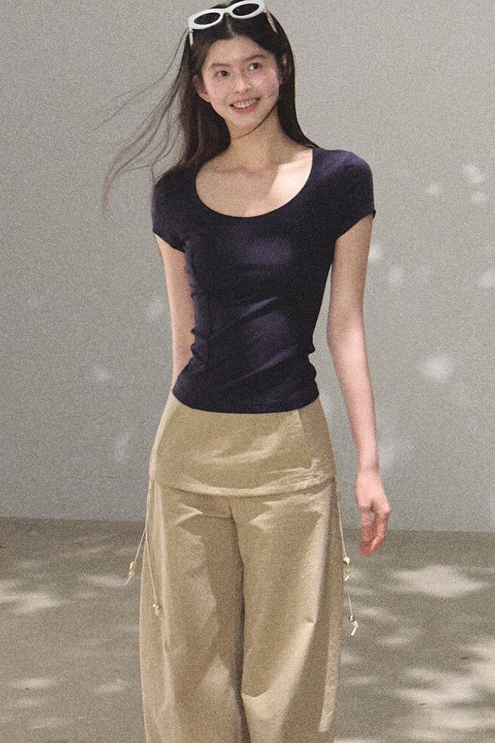 Lyocell V-Neck Short Sleeve Top