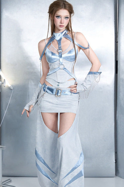 Blue Chain Strap Shoulder Accessory Set-Up