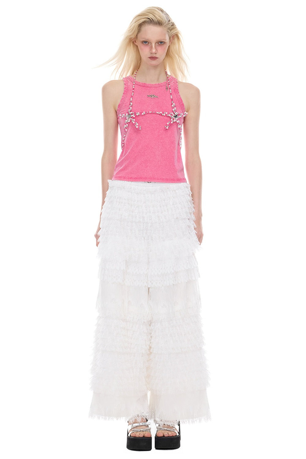 Detachable Layered Patchwork Lace Loose Pants